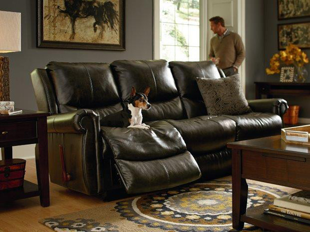 Duncan leather reclining sofa